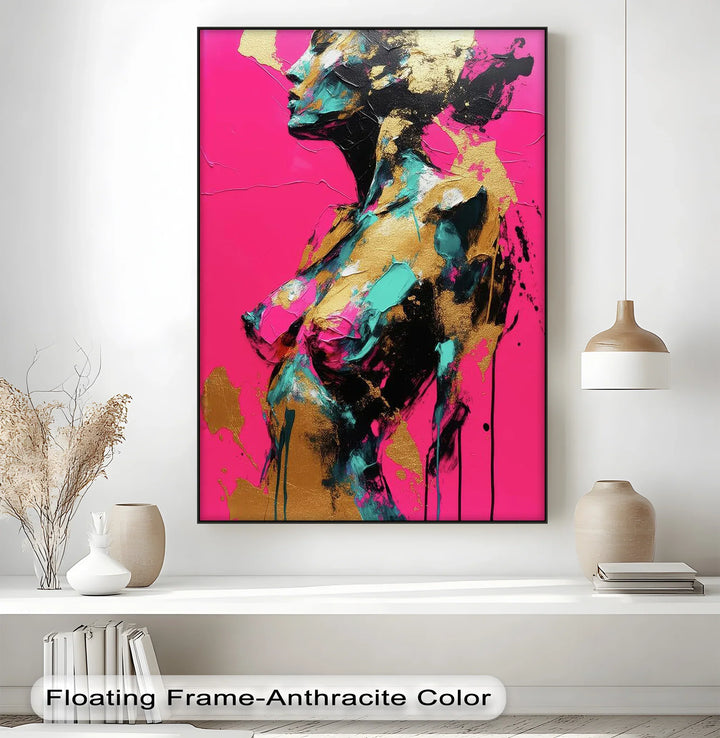 Electric Muse – Bold Abstract Female Figure Canvas Print - MyPhotoStation