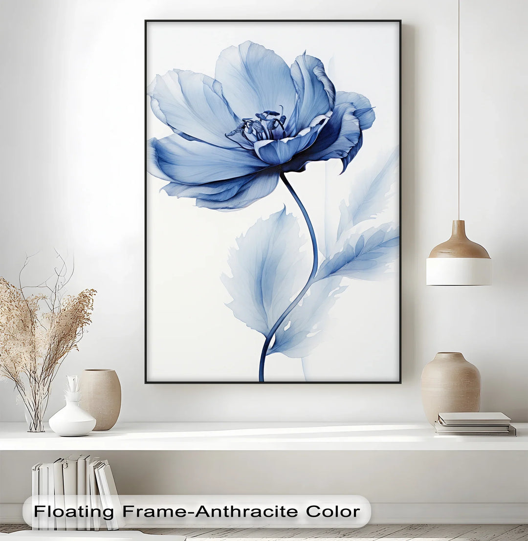 Petal Elegance – Minimalist Blue Bloom Blue Canvas Prints - MyPhotoStation
