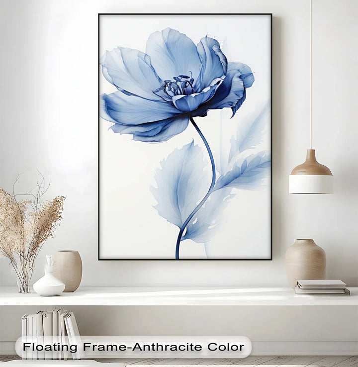 Petal Elegance – Minimalist Blue Bloom Blue Canvas Prints - MyPhotoStation