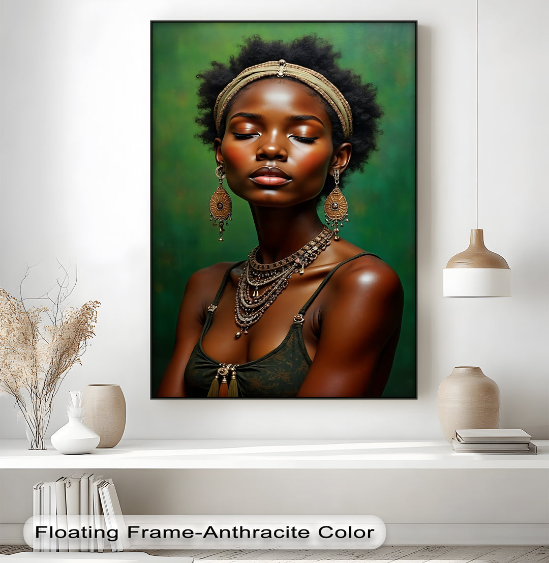 Graceful Serenity – African Woman Portrait Canvas Wall Art | Framed Art