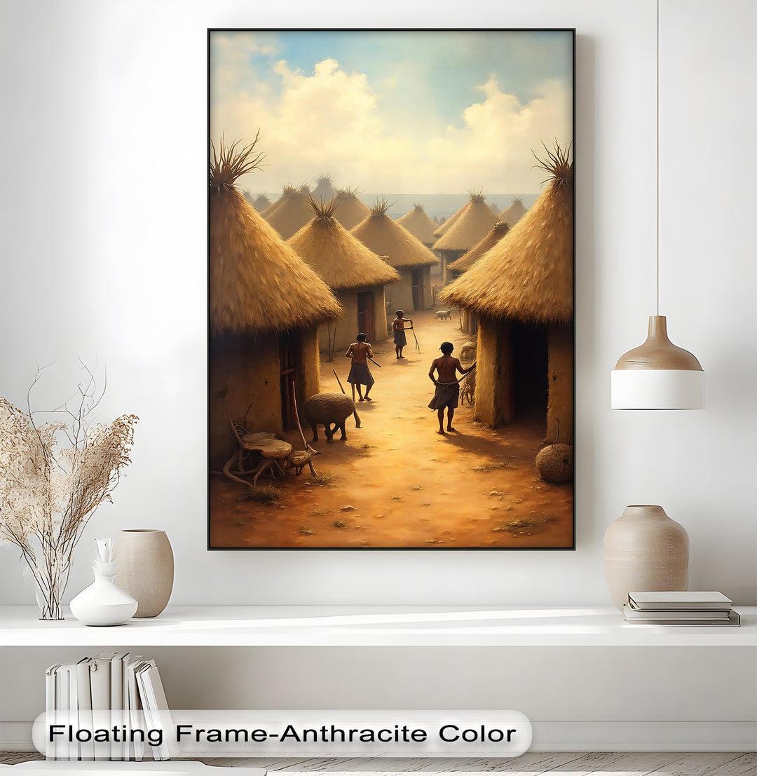 African Village Life – Traditional Tribal Canvas Wall Art | Artwork Canvas