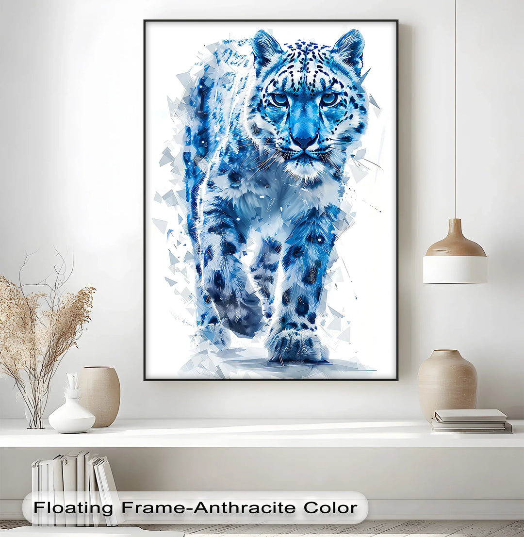 Frostborn Majesty – Blue Snow Leopard in Shattered Ice Style Canvas Prints - MyPhotoStation