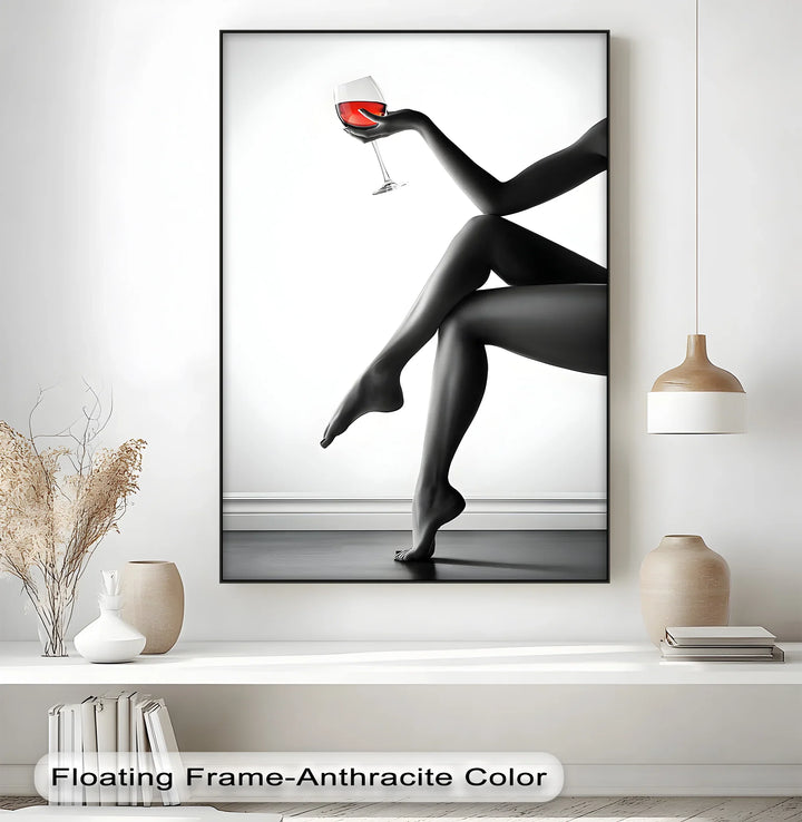 Red Elegance – Feminine Form with Wine Glass Canvas Print - MyPhotoStation