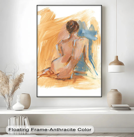 Brushstrokes evoke an abstract and graceful form of the human figure in this earthy-toned canvas pictures print, ideal for adding artistic expression to any room.