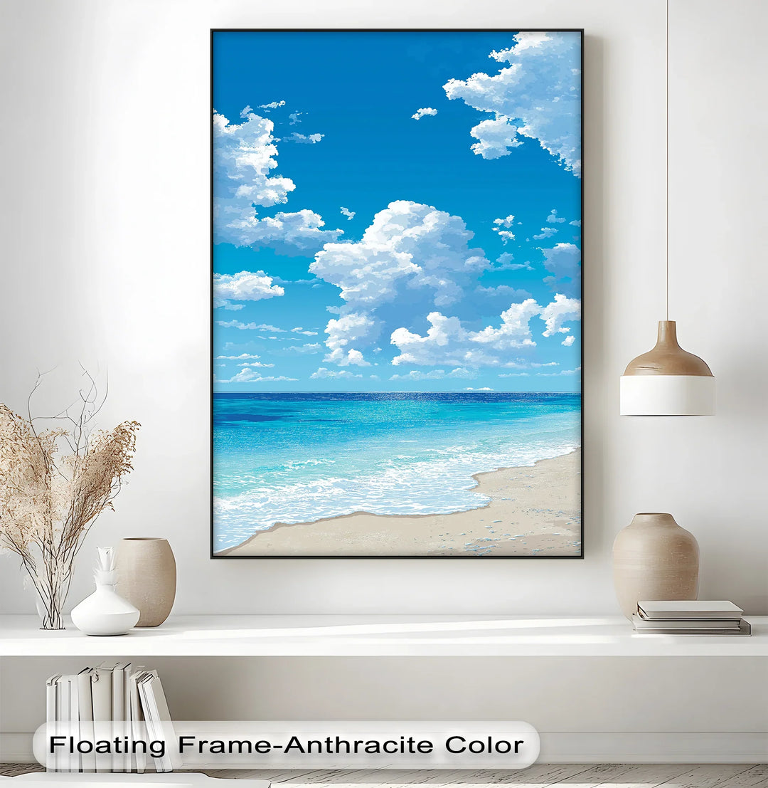 Tranquil Ocean Horizon with Clouds – Coastal Serenity Canvas Print - MyPhotoStation