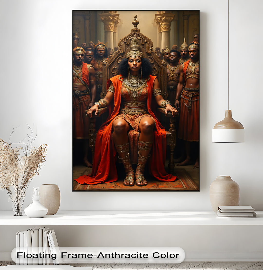 African Queen Canvas Wall Art – Regal Tribal Royalty Painting | Framed Art