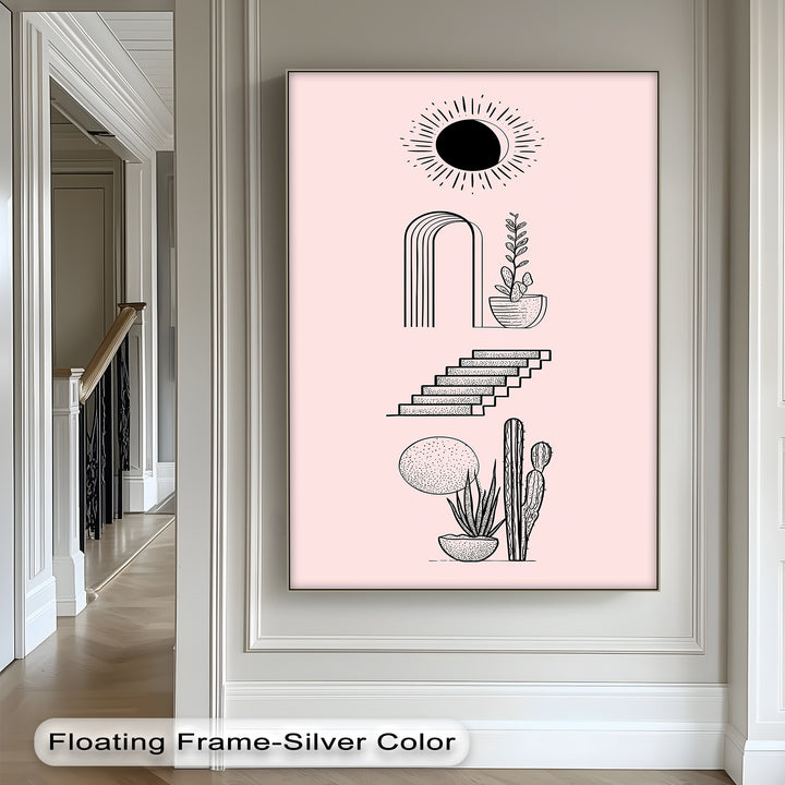 Desert Geometry – Minimalist Boho Cactus Canvas Print