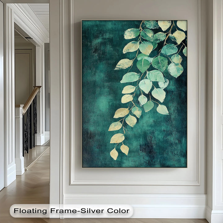 Golden Eucalyptus Cascade – Elegant Leaf Branch Canvas Print - MyPhotoStation