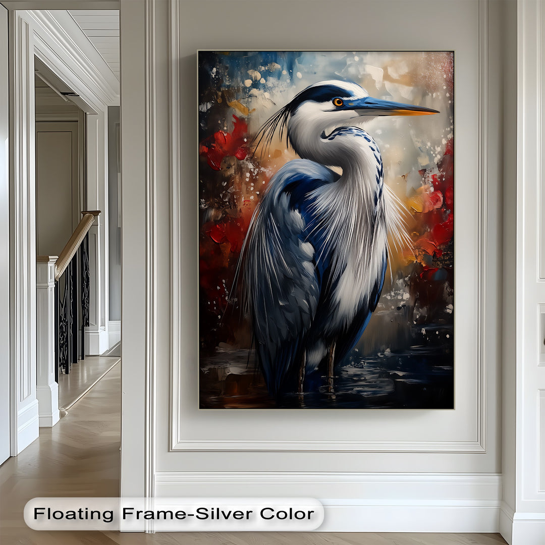 Regal Blue Heron – Majestic Bird Portrait Canvas Print