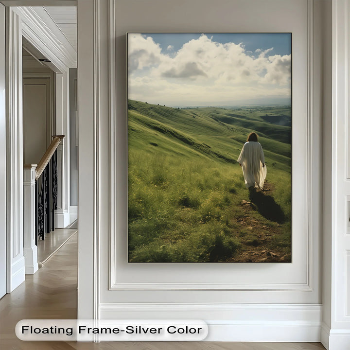 Guided by Grace – Jesus Walking Through Green Pastures Canvas Print - MyPhotoStation