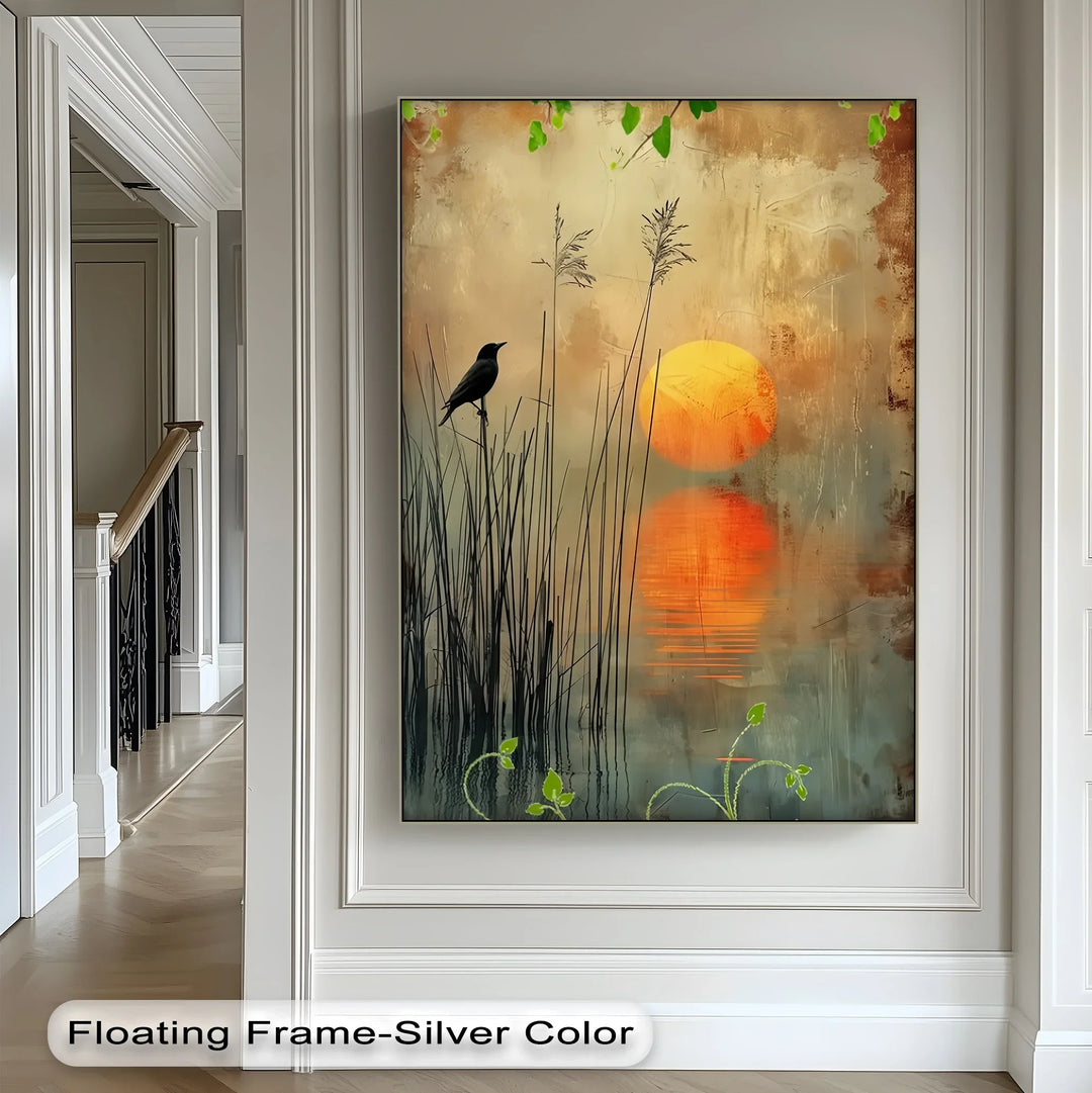 Whispers at Dusk – Silhouetted Bird and Sunset Canvas Print - MyPhotoStation