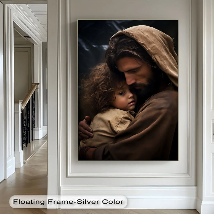 Divine Embrace – Jesus Holding a Child Canvas Print - MyPhotoStation