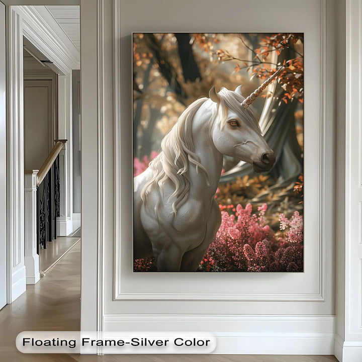 Elegant White Fantasy Horse in Woodland - Animal Canvas Print - MyPhotoStation