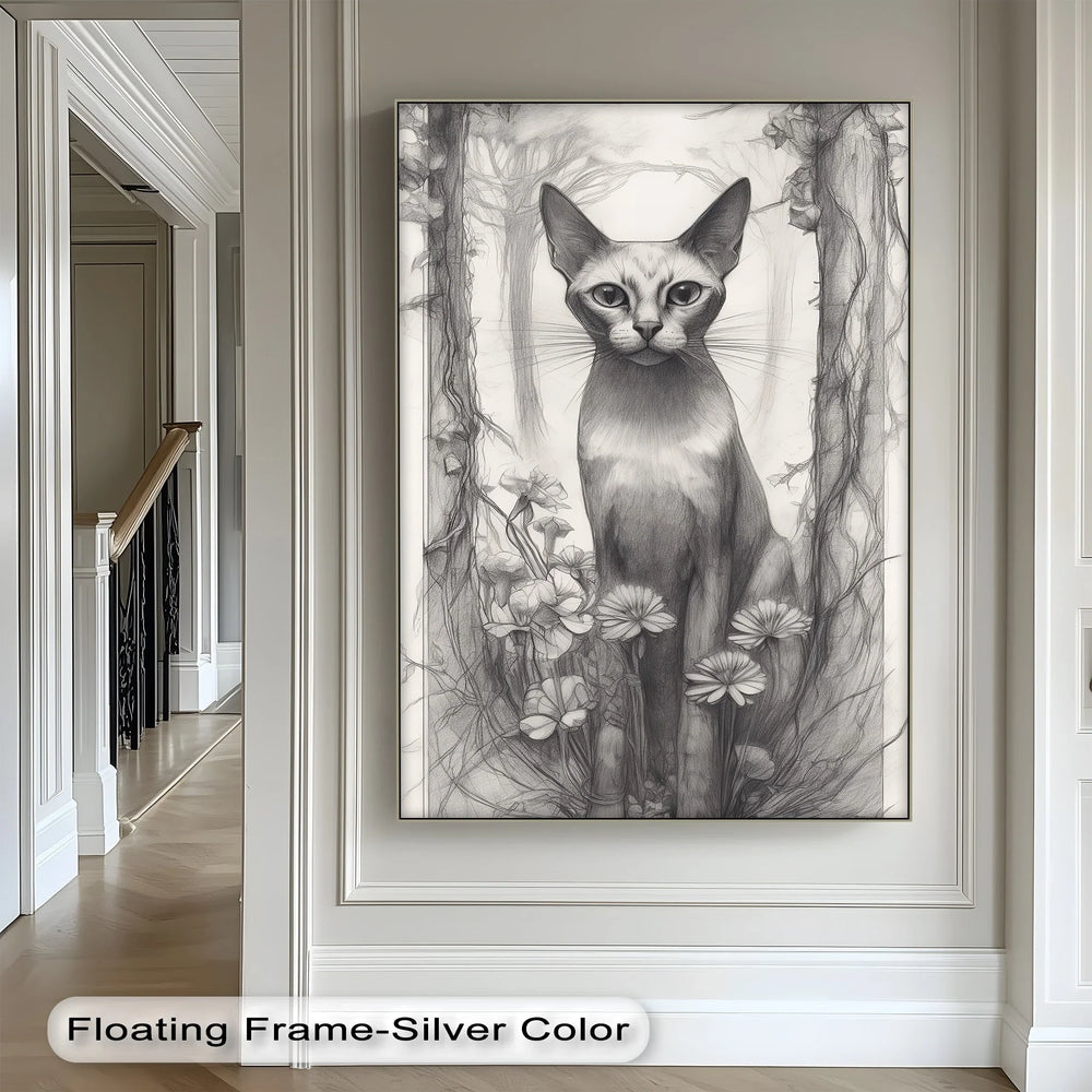 Mystic Forest Watcher – Elegant Cat in Enchanted Woodland Cat Canvas Print - MyPhotoStation