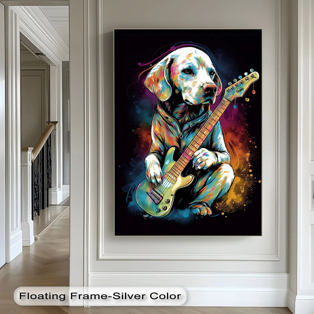 Electric Pup Vibes – Colorful Rock Music Dog Portrait Puppies Canvas Print - MyPhotoStation