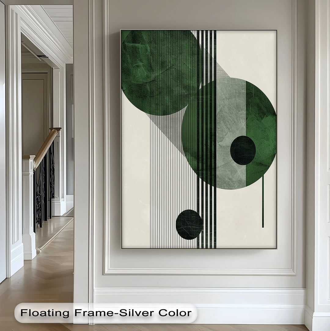 Modern Green Orbital Geometry – Abstract Minimalist Canvas Print - MyPhotoStation