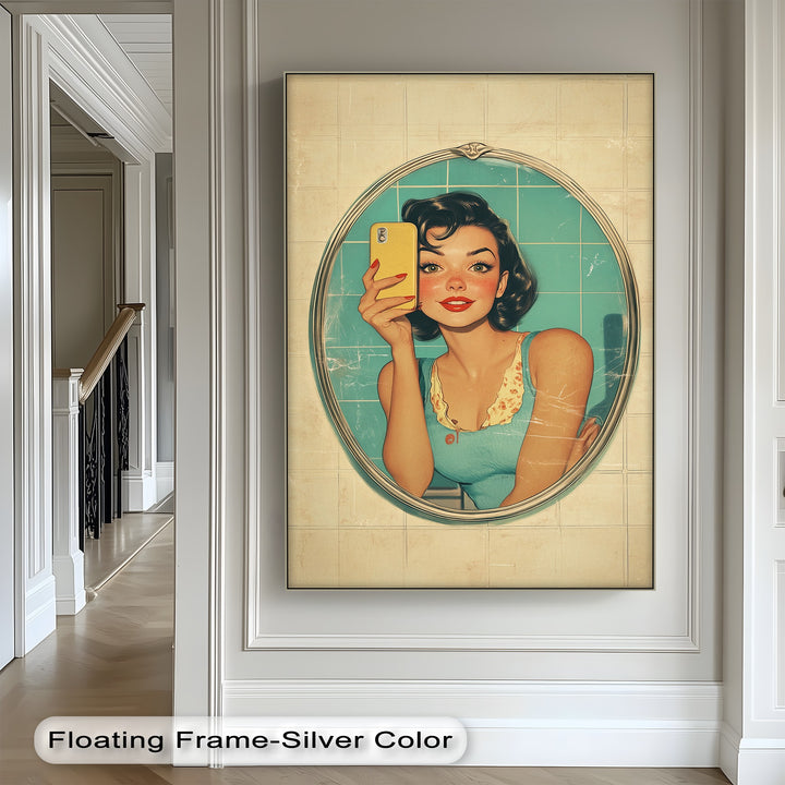 Designed for lovers of vintage flair and modern irony, this canvas artwork brings character and conversation to bathroom walls, salons, or creative spaces.

