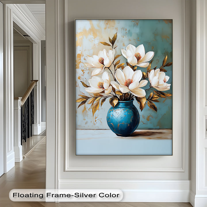 Ivory Magnolia Elegance – White Floral Canvas Print