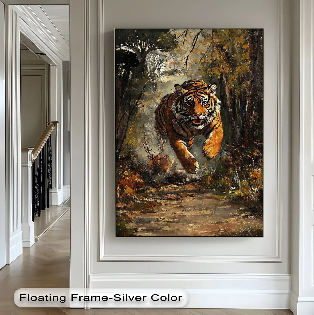 Predator's Pursuit – Wild Tiger Chase Animal Canvas Print - MyPhotoStation