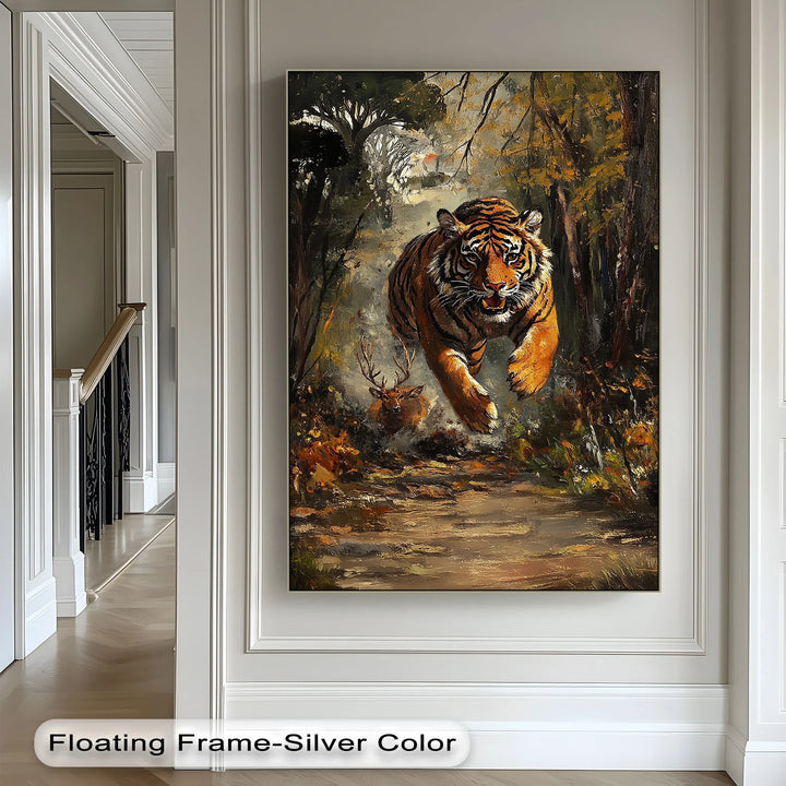 Predator's Pursuit – Wild Tiger Chase Animal Canvas Print - MyPhotoStation
