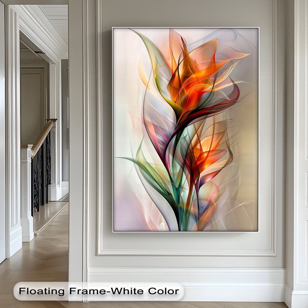 The darkest area features deep burgundy and green hues, adding striking contrast to this abstract floral best canvas prints.