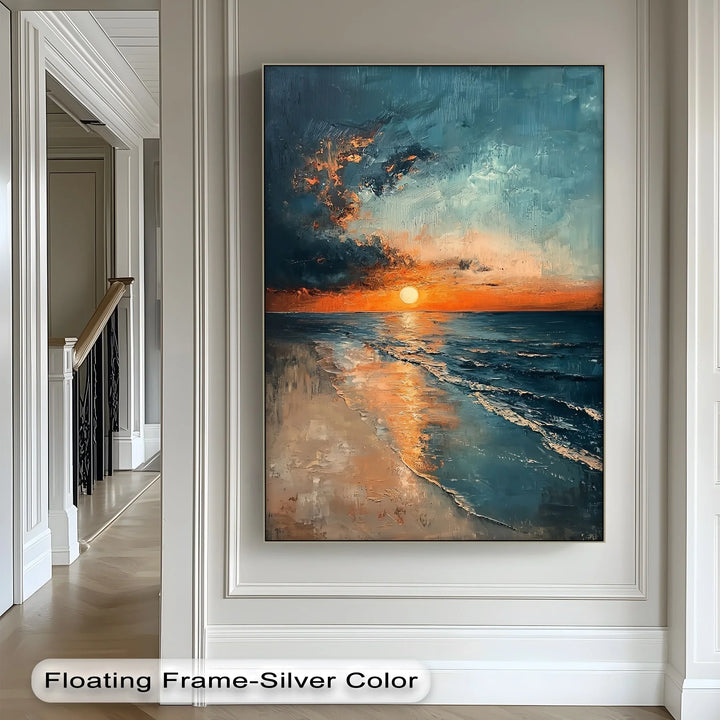 Sunset Serenity Over Ocean Shore – Tranquil Seascape Canvas Print - MyPhotoStation