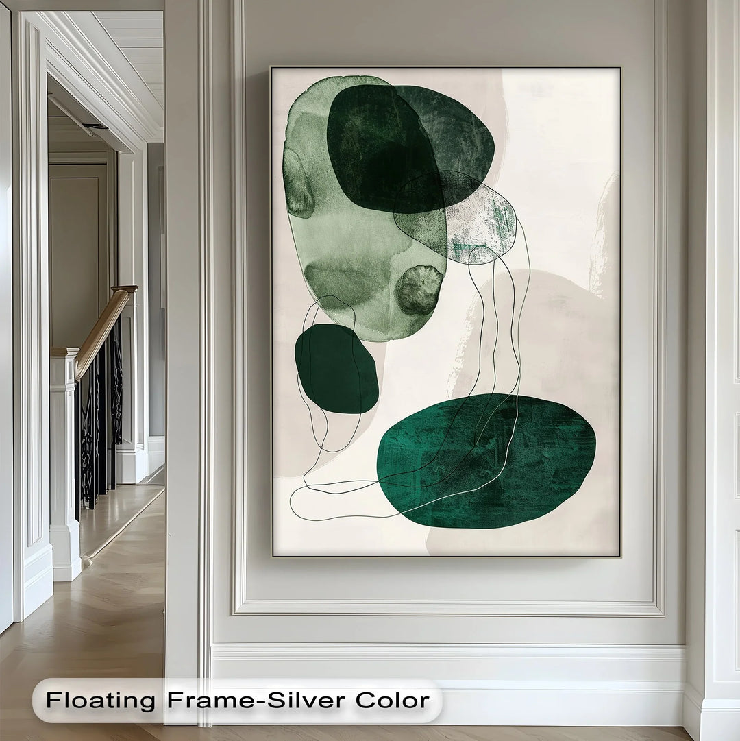 Floating Emerald Forms – Contemporary Abstract Canvas Print - MyPhotoStation