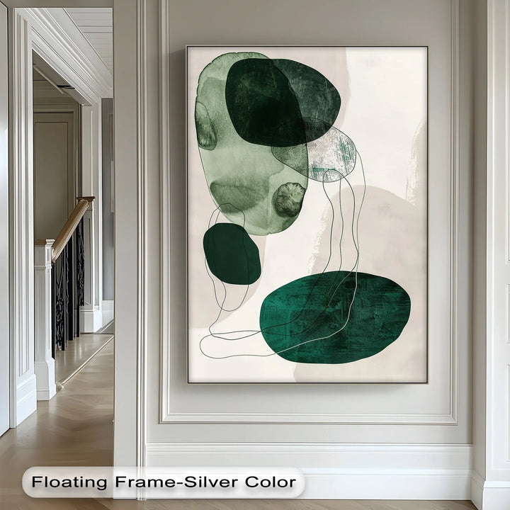 Floating Emerald Forms – Contemporary Abstract Canvas Print - MyPhotoStation