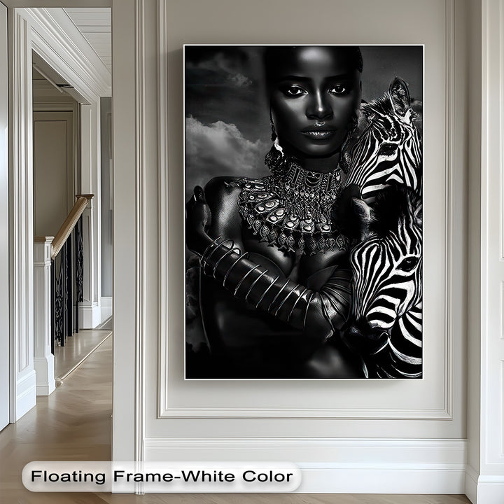 Highlighting exceptional depth and intricate layers, this high quality canvas prints features an elegant monochrome zebra portrait wall art.