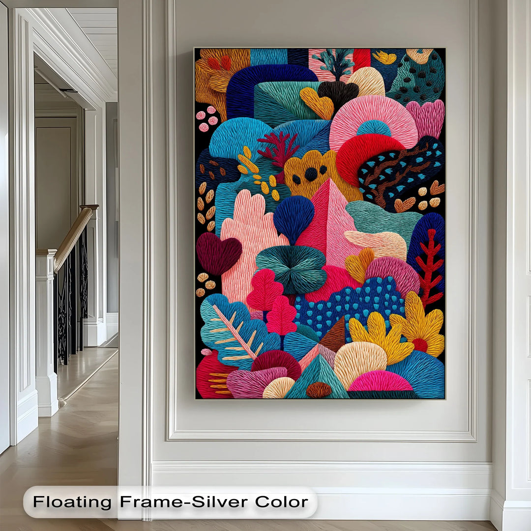 Colorful Abstract Garden Embroidery Style – Bold Canvas Print - MyPhotoStation