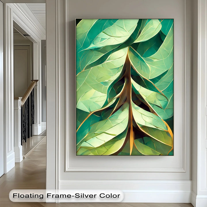 Radiant Leaf Veins – Stylized Botanical Geometry Canvas Print - MyPhotoStation