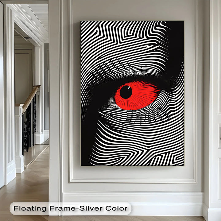 Red Eye in Optical Lines – Black & White Canvas Print - MyPhotoStation