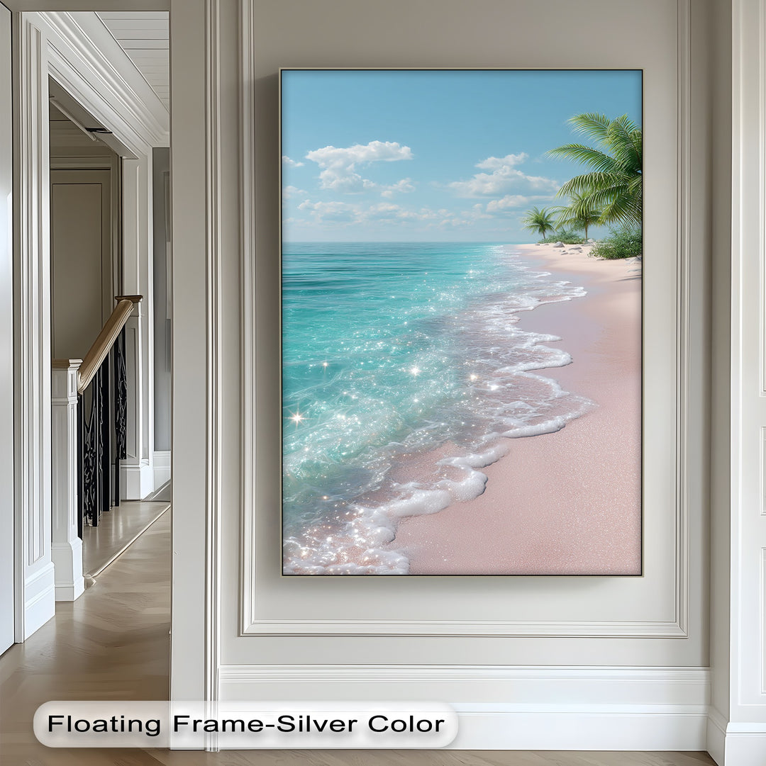 Tropical Bliss – Sparkling Pink Beach Canvas Print