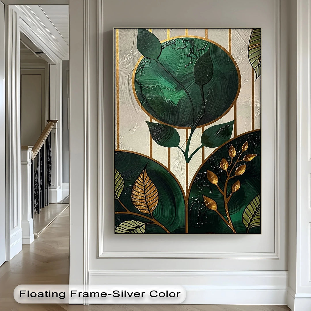 Golden Botanica – Luxe Leaf Design in Emerald and Gold Canvas Print - MyPhotoStation
