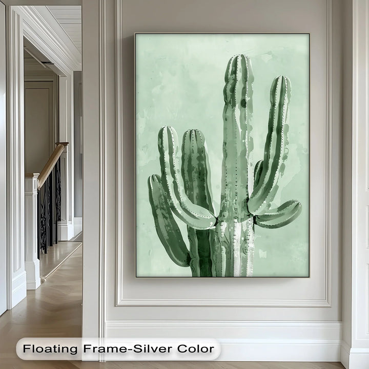 Modern Cactus Silhouette – Minimalist Desert Canvas Print - MyPhotoStation