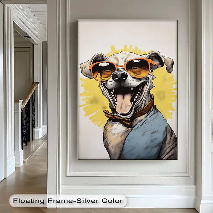 Sunshine Smile Pup – Retro Cool Dog Portrait Puppies Canvas Print - MyPhotoStation