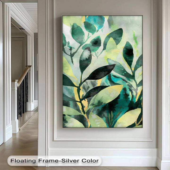 Verdant Harmony – Watercolor Leaf Pattern Canvas Print - MyPhotoStation