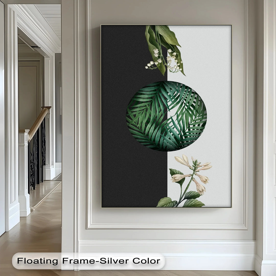 Botanical Balance – Monochrome Floral Contrast Canvas Print - MyPhotoStation