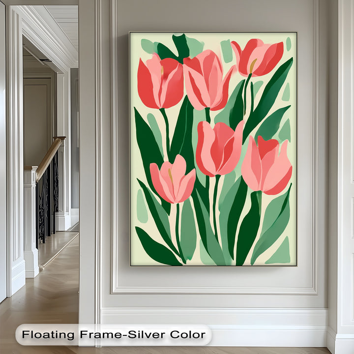 Coral Tulip Delight – Abstract Pink Tulip Canvas Print