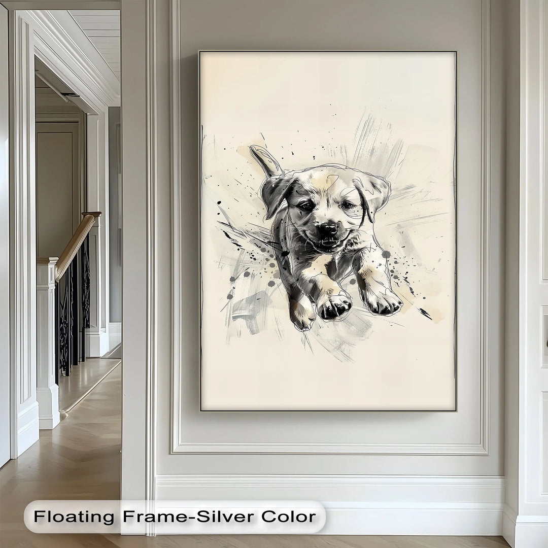 Leap of Joy – Sketch Style Playful Puppy Art Puppies Canvas Print - MyPhotoStation