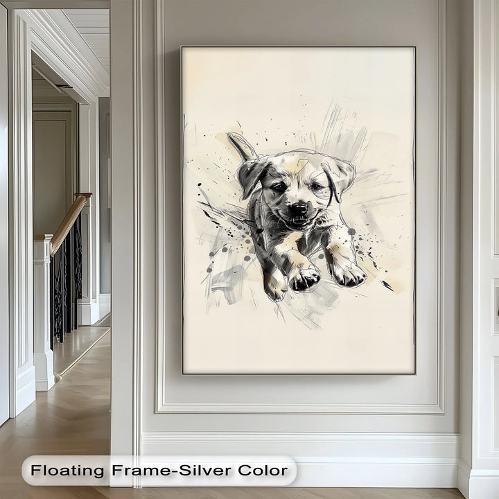 Leap of Joy – Sketch Style Playful Puppy Art Puppies Canvas Print - MyPhotoStation