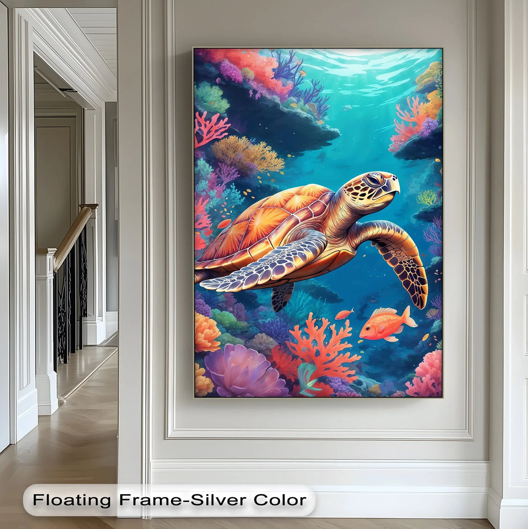Graceful Sea Turtle – Vibrant Ocean Life Animal Canvas Print - MyPhotoStation