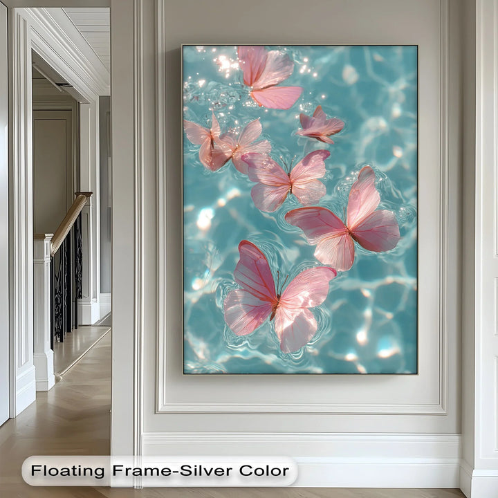 Floating Pink Butterflies Over Water – Dreamy Canvas Print - MyPhotoStation