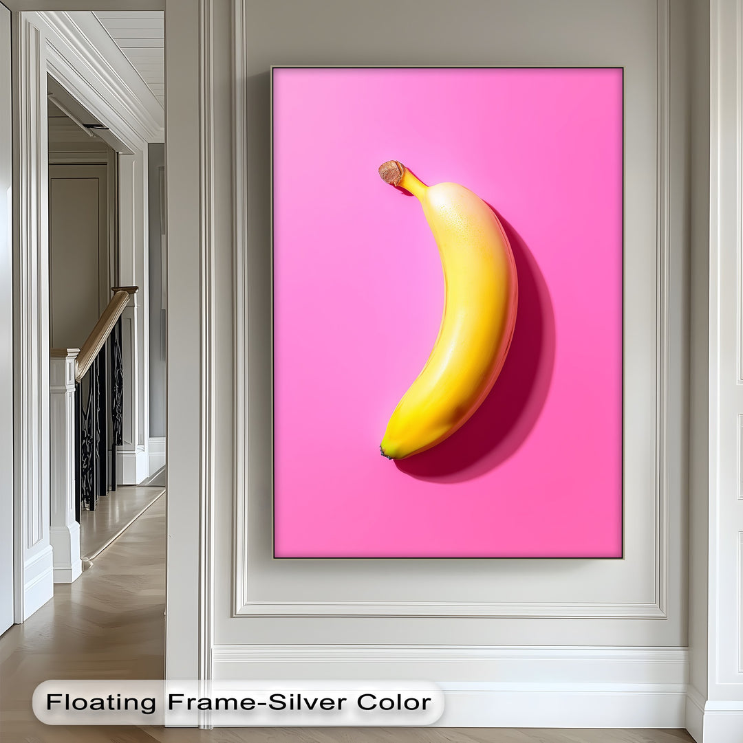 Pop Banana – Bold Yellow Fruit on Pink Canvas Print