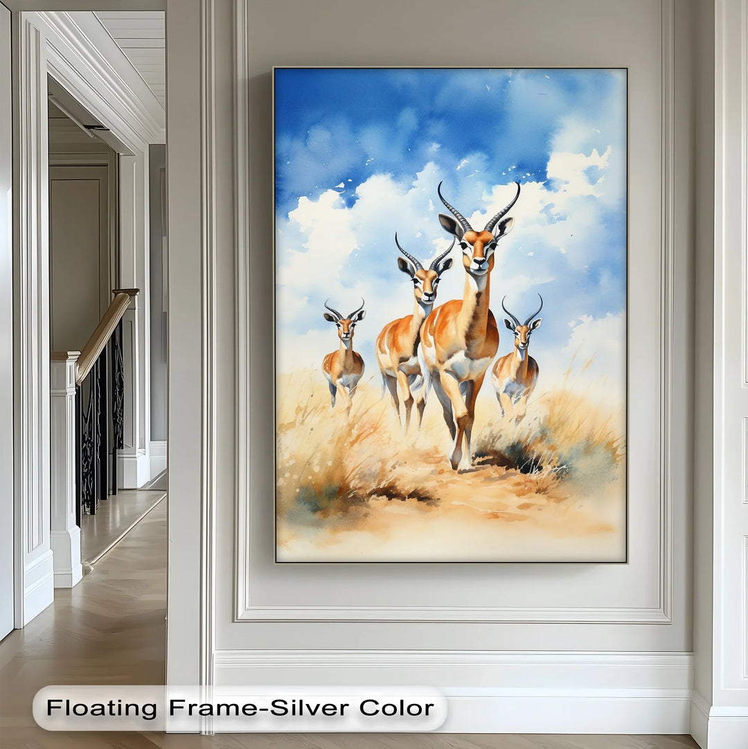 Desert Grace – Antelope Herd in Motion Animal Canvas Print - MyPhotoStation