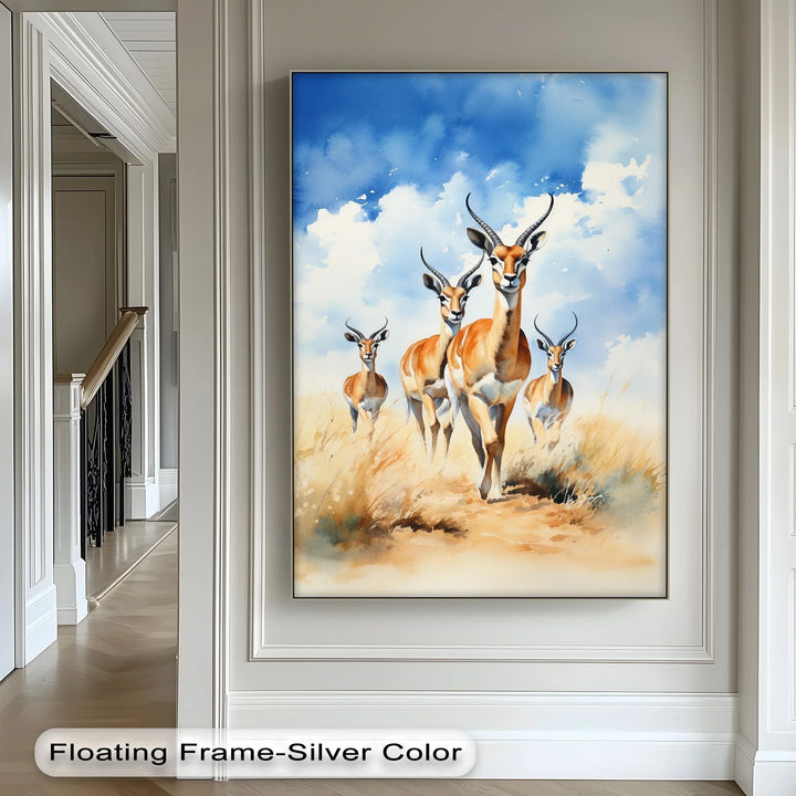 Desert Grace – Antelope Herd in Motion Animal Canvas Print - MyPhotoStation