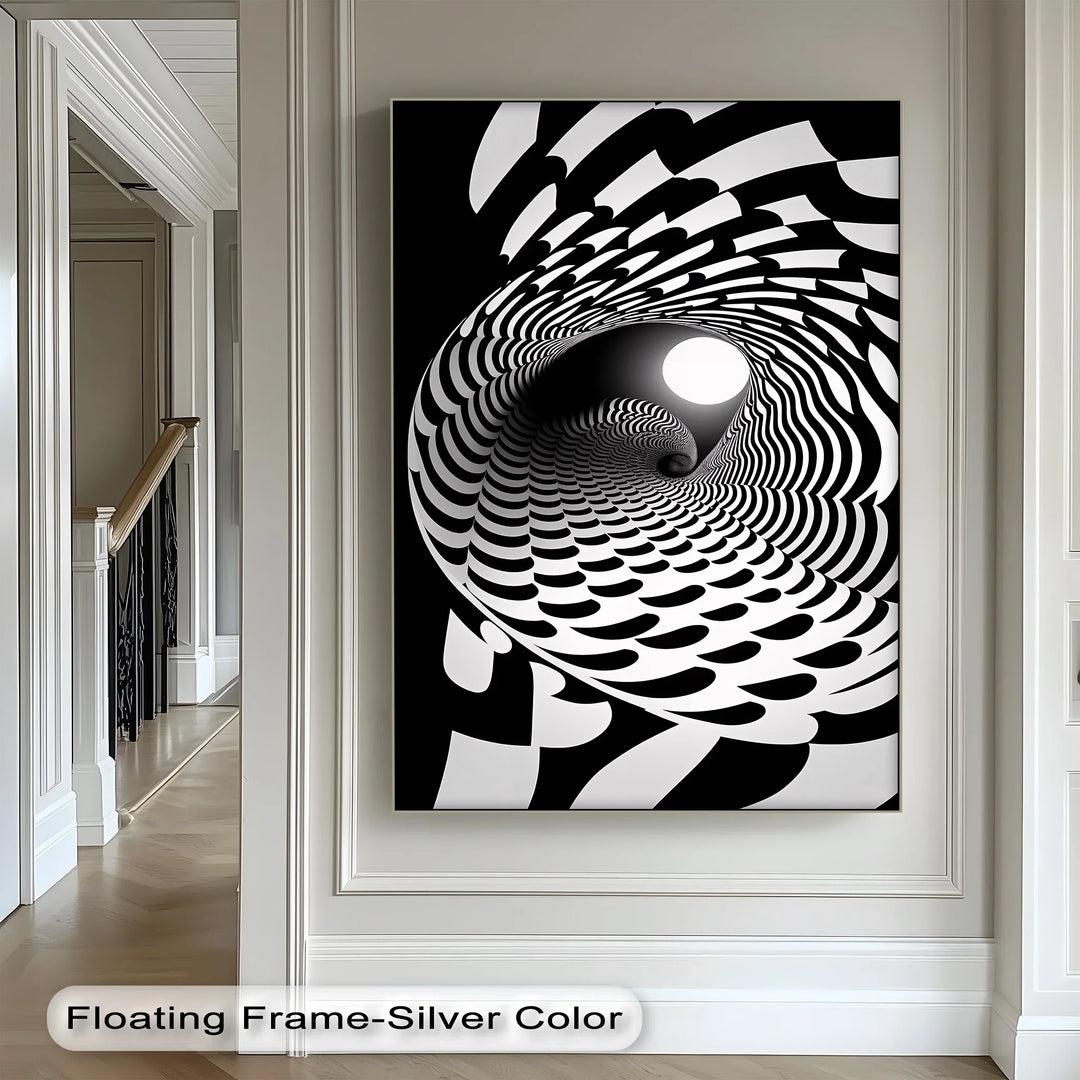 Hypnotic Spiral Tunnel – Black & White Canvas Print - MyPhotoStation