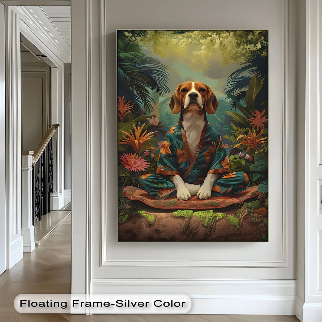 Jungle Zen Beagle – Tropical Meditation Dog Portrait Puppies Canvas Print - MyPhotoStation