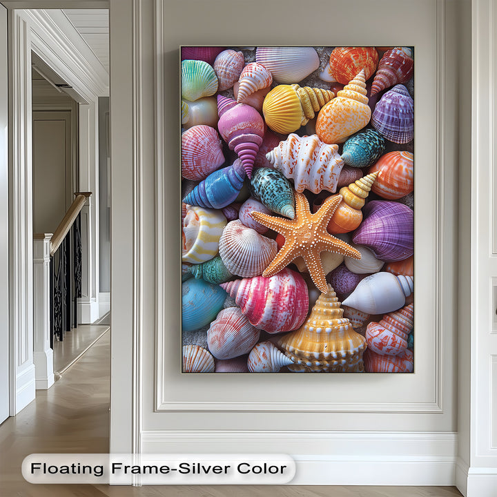 Vibrant Coastal Shells – Colorful Canvas Print