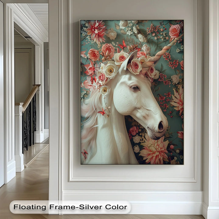 Romantic Fantasy Portrait with Roses and Butterflies - Animal Canvas Print - MyPhotoStation